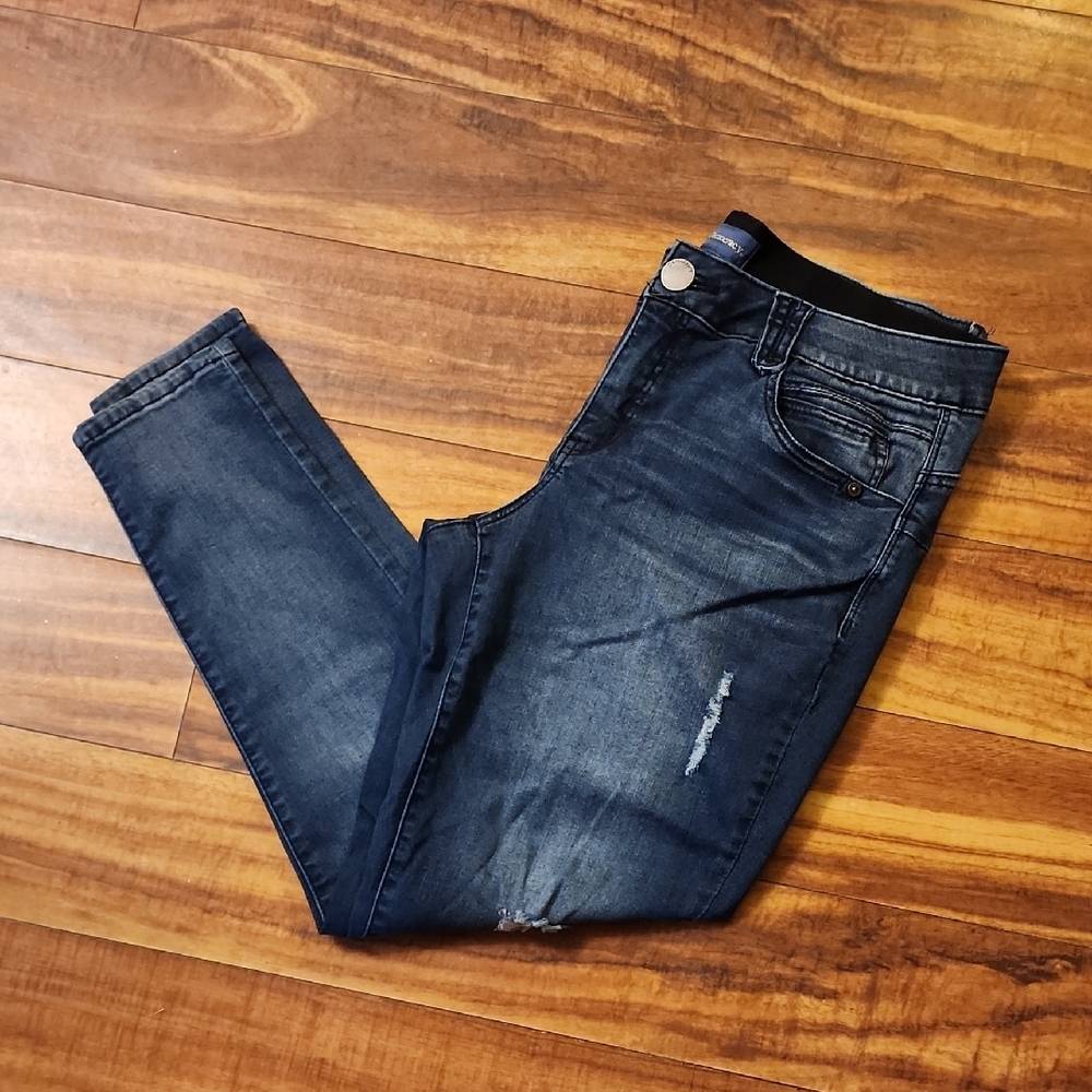 Democracy Blue Skinny Jeans with Distressed Details